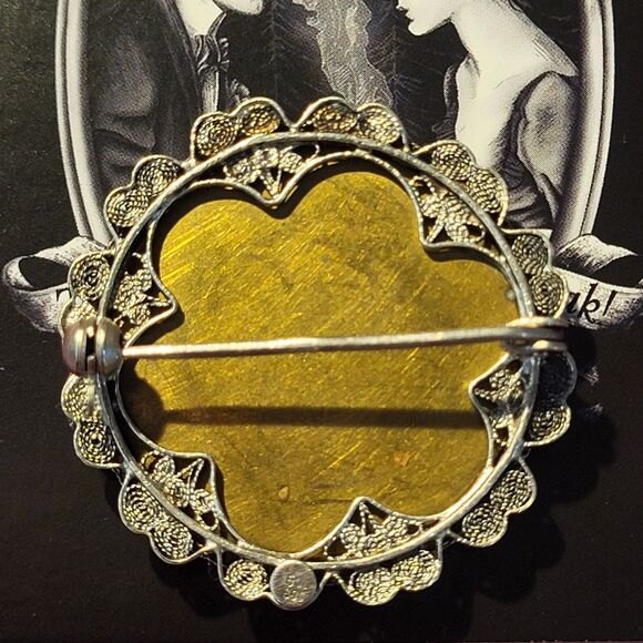 Unique Antique Vintage MICRO MOSAIC Brooch Pin Italian Hand Crafted Silver - Picture 5 of 12